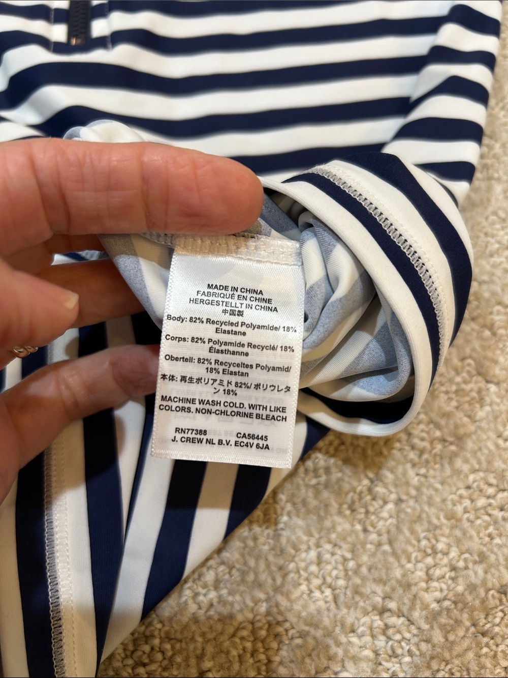 J. Crew Long-sleeve rash guard in stripe M - Picture 4 of 8